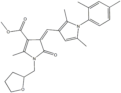 methyl 4-{[1-(2,4-dimethylphenyl)-2,5-dimethyl-1H-pyrrol-3-yl]methylene}-2-methyl-5-oxo-1-(tetrahydro-2-furanylmethyl)-4,5-dihydro-1H-pyrrole-3-carboxylate 구조식 이미지