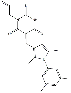 1-allyl-5-{[1-(3,5-dimethylphenyl)-2,5-dimethyl-1H-pyrrol-3-yl]methylene}-2-thioxodihydro-4,6(1H,5H)-pyrimidinedione Structure