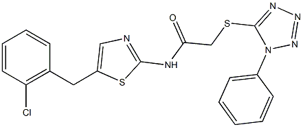 N-[5-(2-chlorobenzyl)-1,3-thiazol-2-yl]-2-[(1-phenyl-1H-tetraazol-5-yl)sulfanyl]acetamide Structure