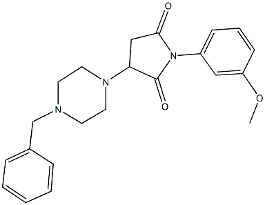 3-(4-benzyl-1-piperazinyl)-1-(3-methoxyphenyl)-2,5-pyrrolidinedione 구조식 이미지