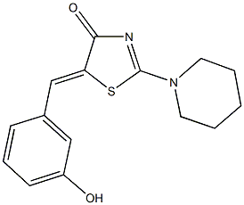 5-(3-hydroxybenzylidene)-2-(1-piperidinyl)-1,3-thiazol-4(5H)-one Structure