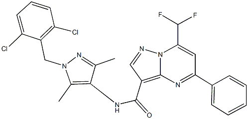 N-[1-(2,6-dichlorobenzyl)-3,5-dimethyl-1H-pyrazol-4-yl]-7-(difluoromethyl)-5-phenylpyrazolo[1,5-a]pyrimidine-3-carboxamide Structure