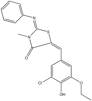 5-(3-chloro-5-ethoxy-4-hydroxybenzylidene)-3-methyl-2-(phenylimino)-1,3-thiazolidin-4-one Structure