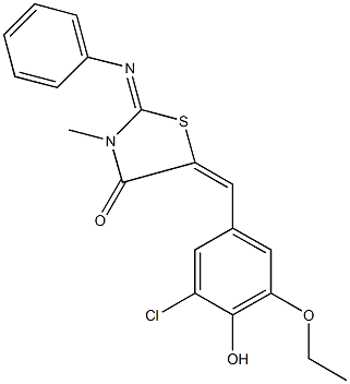 5-(3-chloro-5-ethoxy-4-hydroxybenzylidene)-3-methyl-2-(phenylimino)-1,3-thiazolidin-4-one 구조식 이미지