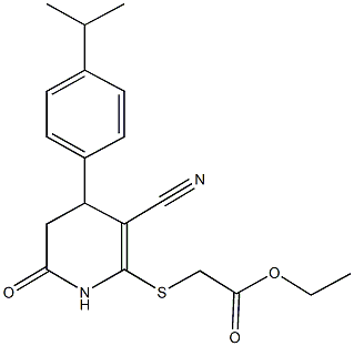 ethyl {[3-cyano-4-(4-isopropylphenyl)-6-oxo-1,4,5,6-tetrahydro-2-pyridinyl]sulfanyl}acetate Structure