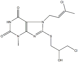 7-(3-chloro-2-butenyl)-8-[(3-chloro-2-hydroxypropyl)sulfanyl]-3-methyl-3,7-dihydro-1H-purine-2,6-dione Structure