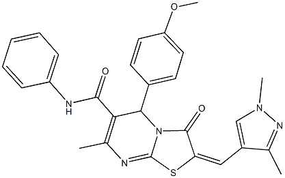 2-[(1,3-dimethyl-1H-pyrazol-4-yl)methylene]-5-(4-methoxyphenyl)-7-methyl-3-oxo-N-phenyl-2,3-dihydro-5H-[1,3]thiazolo[3,2-a]pyrimidine-6-carboxamide Structure