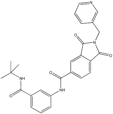 N-{3-[(tert-butylamino)carbonyl]phenyl}-1,3-dioxo-2-(3-pyridinylmethyl)-5-isoindolinecarboxamide Structure