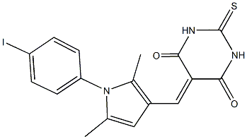 5-{[1-(4-iodophenyl)-2,5-dimethyl-1H-pyrrol-3-yl]methylidene}-2-thioxodihydropyrimidine-4,6(1H,5H)-dione Structure