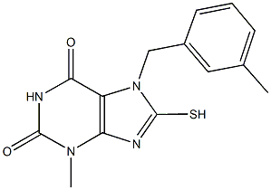 3-methyl-7-(3-methylbenzyl)-8-sulfanyl-3,7-dihydro-1H-purine-2,6-dione 구조식 이미지