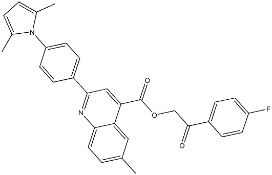2-(4-fluorophenyl)-2-oxoethyl 2-[4-(2,5-dimethyl-1H-pyrrol-1-yl)phenyl]-6-methyl-4-quinolinecarboxylate 구조식 이미지