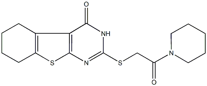 2-{[2-oxo-2-(1-piperidinyl)ethyl]sulfanyl}-5,6,7,8-tetrahydro[1]benzothieno[2,3-d]pyrimidin-4(3H)-one 구조식 이미지