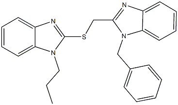 (1-benzyl-1H-benzimidazol-2-yl)methyl 1-propyl-1H-benzimidazol-2-yl sulfide 구조식 이미지