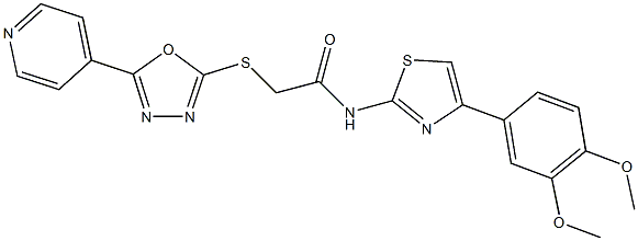 N-[4-(3,4-dimethoxyphenyl)-1,3-thiazol-2-yl]-2-{[5-(4-pyridinyl)-1,3,4-oxadiazol-2-yl]sulfanyl}acetamide Structure