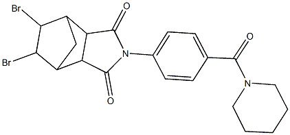 8,9-dibromo-4-[4-(1-piperidinylcarbonyl)phenyl]-4-azatricyclo[5.2.1.0~2,6~]decane-3,5-dione Structure