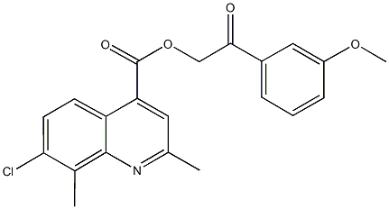 2-(3-methoxyphenyl)-2-oxoethyl 7-chloro-2,8-dimethyl-4-quinolinecarboxylate Structure