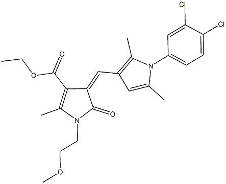 ethyl 4-{[1-(3,4-dichlorophenyl)-2,5-dimethyl-1H-pyrrol-3-yl]methylene}-1-(2-methoxyethyl)-2-methyl-5-oxo-4,5-dihydro-1H-pyrrole-3-carboxylate 구조식 이미지