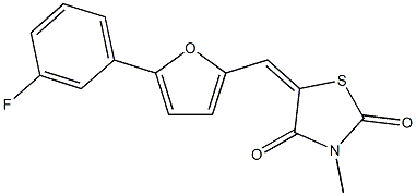 5-{[5-(3-fluorophenyl)-2-furyl]methylene}-3-methyl-1,3-thiazolidine-2,4-dione 구조식 이미지