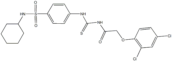 N-cyclohexyl-4-[({[(2,4-dichlorophenoxy)acetyl]amino}carbothioyl)amino]benzenesulfonamide Structure