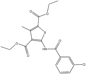 diethyl 5-[(3-chlorobenzoyl)amino]-3-methyl-2,4-thiophenedicarboxylate 구조식 이미지