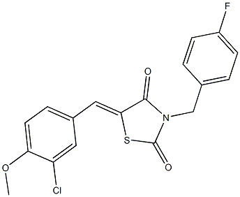 5-(3-chloro-4-methoxybenzylidene)-3-(4-fluorobenzyl)-1,3-thiazolidine-2,4-dione Structure