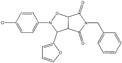 5-benzyl-2-(4-chlorophenyl)-3-(2-furyl)dihydro-2H-pyrrolo[3,4-d]isoxazole-4,6(3H,5H)-dione 구조식 이미지
