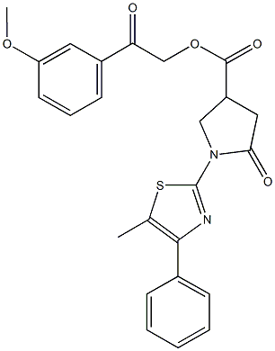 2-(3-methoxyphenyl)-2-oxoethyl 1-(5-methyl-4-phenyl-1,3-thiazol-2-yl)-5-oxo-3-pyrrolidinecarboxylate 구조식 이미지