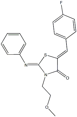 5-(4-fluorobenzylidene)-3-(2-methoxyethyl)-2-(phenylimino)-1,3-thiazolidin-4-one 구조식 이미지