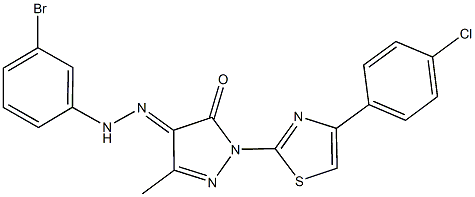 1-[4-(4-chlorophenyl)-1,3-thiazol-2-yl]-3-methyl-1H-pyrazole-4,5-dione 4-[(3-bromophenyl)hydrazone] 구조식 이미지
