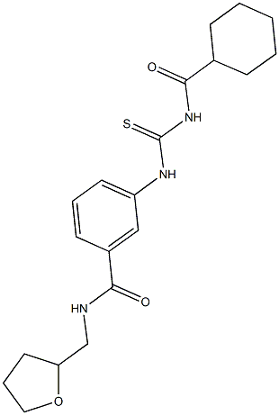 3-({[(cyclohexylcarbonyl)amino]carbothioyl}amino)-N-(tetrahydro-2-furanylmethyl)benzamide Structure