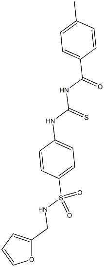 N-(2-furylmethyl)-4-({[(4-methylbenzoyl)amino]carbothioyl}amino)benzenesulfonamide 구조식 이미지