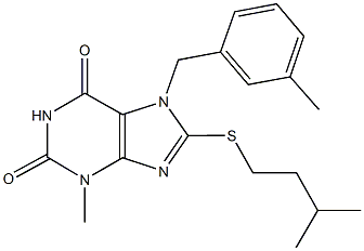 8-(isopentylsulfanyl)-3-methyl-7-(3-methylbenzyl)-3,7-dihydro-1H-purine-2,6-dione 구조식 이미지