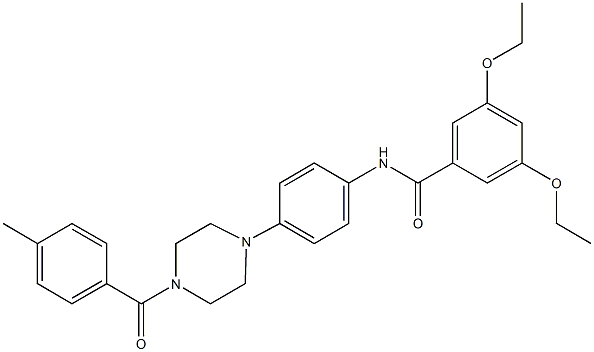 3,5-diethoxy-N-{4-[4-(4-methylbenzoyl)-1-piperazinyl]phenyl}benzamide 구조식 이미지