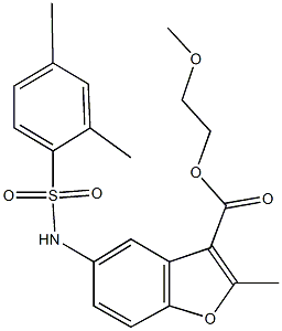 2-methoxyethyl 5-{[(2,4-dimethylphenyl)sulfonyl]amino}-2-methyl-1-benzofuran-3-carboxylate Structure