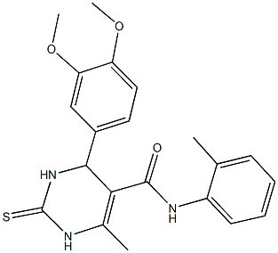 4-(3,4-dimethoxyphenyl)-6-methyl-N-(2-methylphenyl)-2-thioxo-1,2,3,4-tetrahydro-5-pyrimidinecarboxamide 구조식 이미지