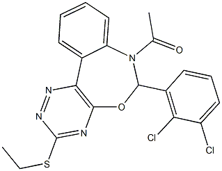 7-acetyl-6-(2,3-dichlorophenyl)-3-(ethylsulfanyl)-6,7-dihydro[1,2,4]triazino[5,6-d][3,1]benzoxazepine 구조식 이미지