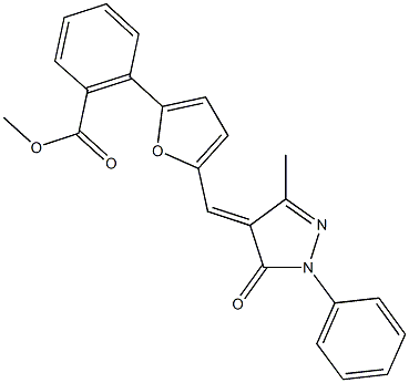 methyl 2-{5-[(3-methyl-5-oxo-1-phenyl-1,5-dihydro-4H-pyrazol-4-ylidene)methyl]-2-furyl}benzoate Structure