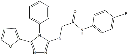 N-(4-fluorophenyl)-2-{[5-(2-furyl)-4-phenyl-4H-1,2,4-triazol-3-yl]sulfanyl}acetamide 구조식 이미지