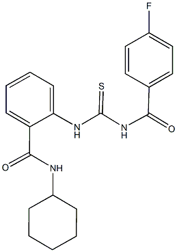 N-cyclohexyl-2-({[(4-fluorobenzoyl)amino]carbothioyl}amino)benzamide Structure