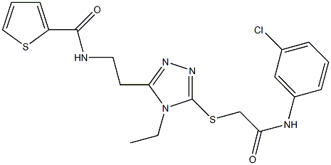 N-[2-(5-{[2-(3-chloroanilino)-2-oxoethyl]sulfanyl}-4-ethyl-4H-1,2,4-triazol-3-yl)ethyl]-2-thiophenecarboxamide 구조식 이미지