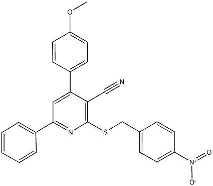 2-({4-nitrobenzyl}sulfanyl)-4-(4-methoxyphenyl)-6-phenylnicotinonitrile 구조식 이미지