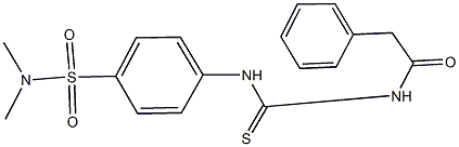 N,N-dimethyl-4-({[(phenylacetyl)amino]carbothioyl}amino)benzenesulfonamide 구조식 이미지