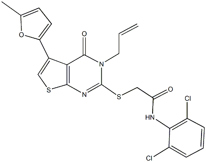 2-{[3-allyl-5-(5-methyl-2-furyl)-4-oxo-3,4-dihydrothieno[2,3-d]pyrimidin-2-yl]sulfanyl}-N-(2,6-dichlorophenyl)acetamide Structure