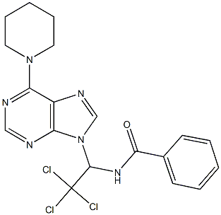 N-{2,2,2-trichloro-1-[6-(1-piperidinyl)-9H-purin-9-yl]ethyl}benzamide Structure