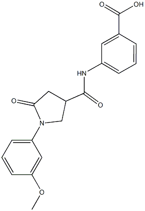 3-({[1-(3-methoxyphenyl)-5-oxo-3-pyrrolidinyl]carbonyl}amino)benzoic acid Structure