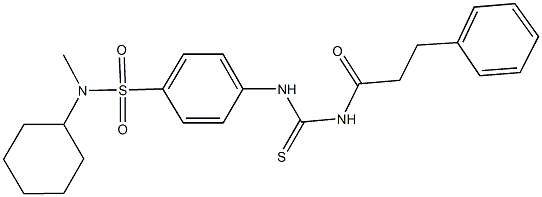 N-cyclohexyl-N-methyl-4-({[(3-phenylpropanoyl)amino]carbothioyl}amino)benzenesulfonamide 구조식 이미지