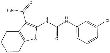 2-{[(3-chloroanilino)carbonyl]amino}-4,5,6,7-tetrahydro-1-benzothiophene-3-carboxamide 구조식 이미지