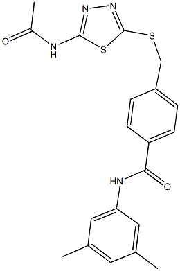 4-({[5-(acetylamino)-1,3,4-thiadiazol-2-yl]thio}methyl)-N-(3,5-dimethylphenyl)benzamide 구조식 이미지