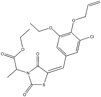 ethyl 2-{5-[4-(allyloxy)-3-chloro-5-ethoxybenzylidene]-2,4-dioxo-1,3-thiazolidin-3-yl}propanoate 구조식 이미지