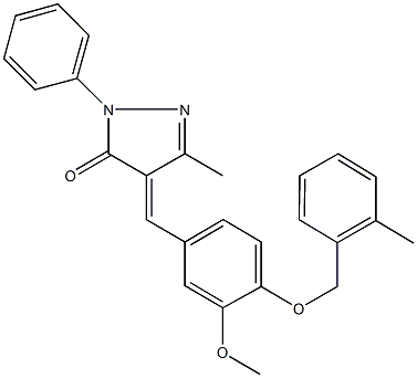 4-{3-methoxy-4-[(2-methylbenzyl)oxy]benzylidene}-5-methyl-2-phenyl-2,4-dihydro-3H-pyrazol-3-one 구조식 이미지